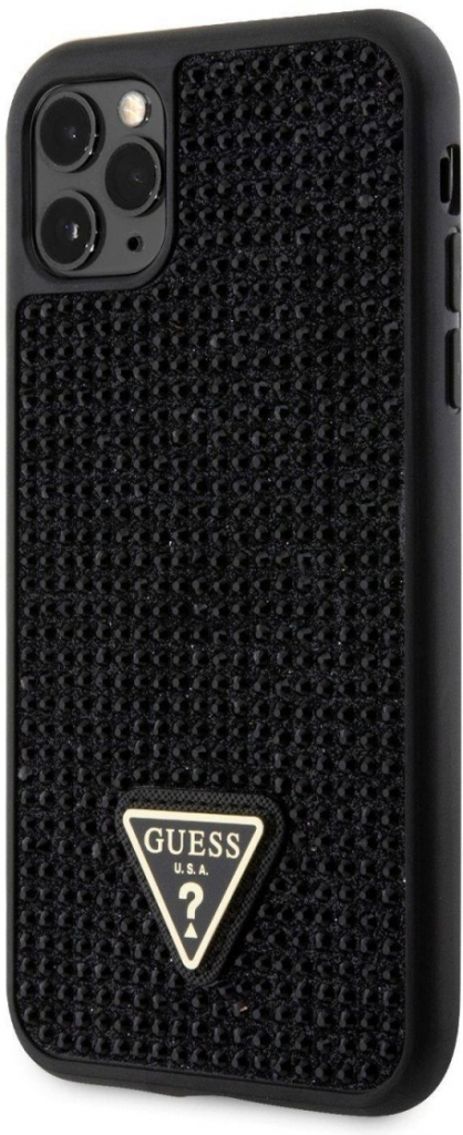 Pouzdro Guess Rhinestones Triangle Metal Logo iPhone 11 Pro černé