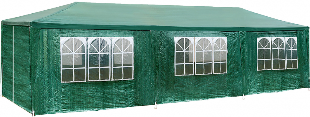 tectake 404822 skládací pavilon elasa 9x3m s 8 bočními stěnami zelená