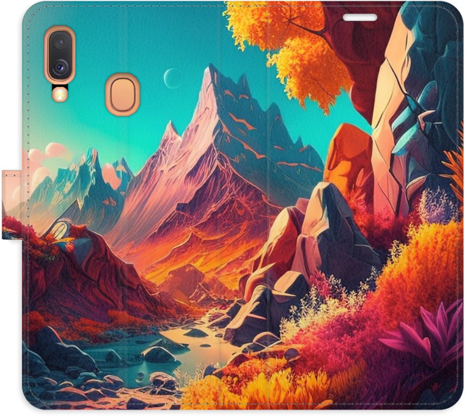 Pouzdro iSaprio Flip s kapsičkami na karty - Colorful Mountains Samsung Galaxy A40