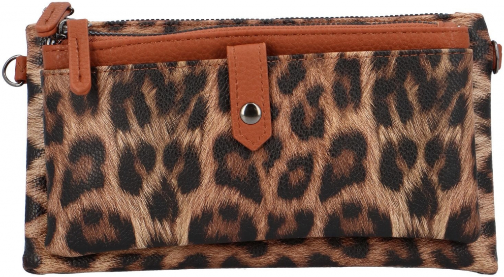 Trendová koženková dámská kabelka Fopi leopard hnědá/tmavě hnědá