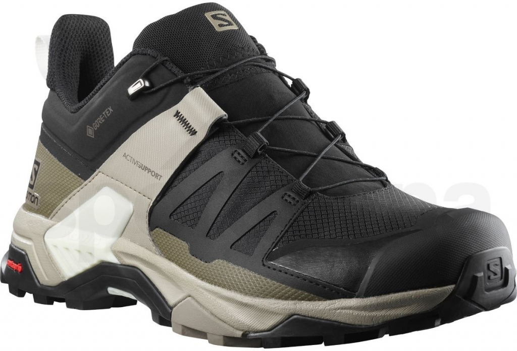 Salomon Pánské turistické boty X Ultra 4 GTX black vintage kaki vanilla ice černé