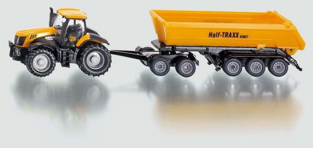 Siku 1858 Traktor FASTRAC JCB 8250 a návěs kontejnerový HALF TRAXX 1:87