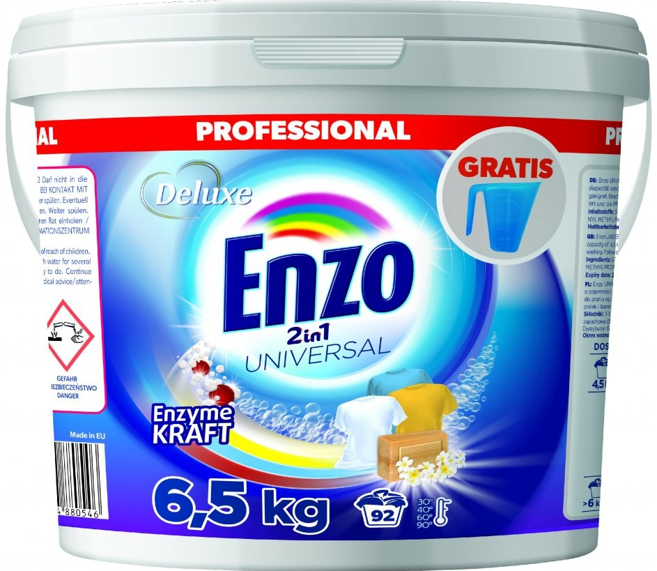 Deluxe Enzo prací prášek Professional 2in1 Universal kyblík 6,5 kg 92 ks