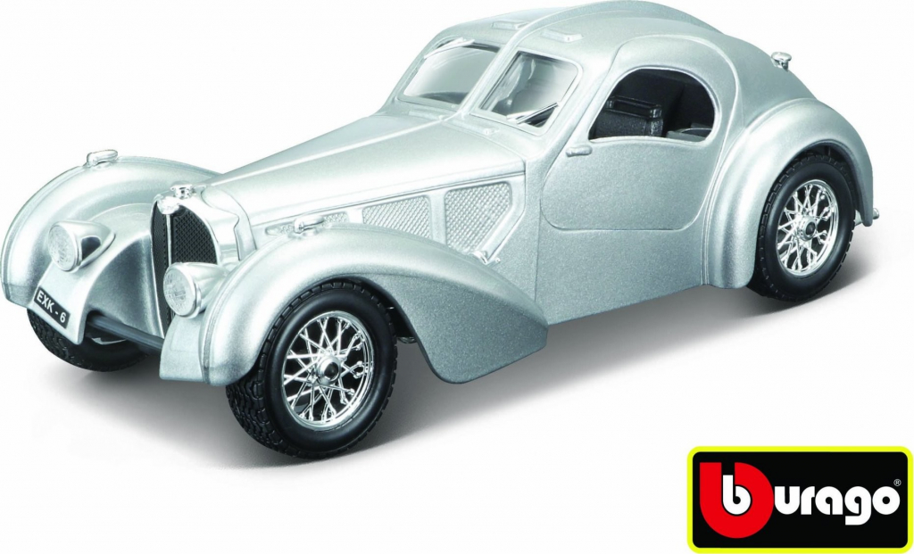 Bburago Atlantic Bugatti stříbrná 1:24