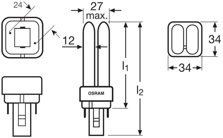 Osram Dulux D 13 W 840 13W 91V G24d-1