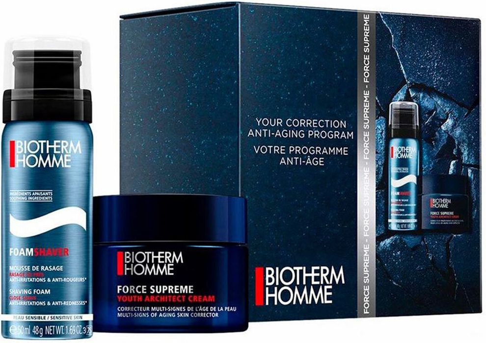 Biotherm Homme Force Supreme Rebuilder gel na holení 50 ml + pleťový krém 50 ml dárková sada