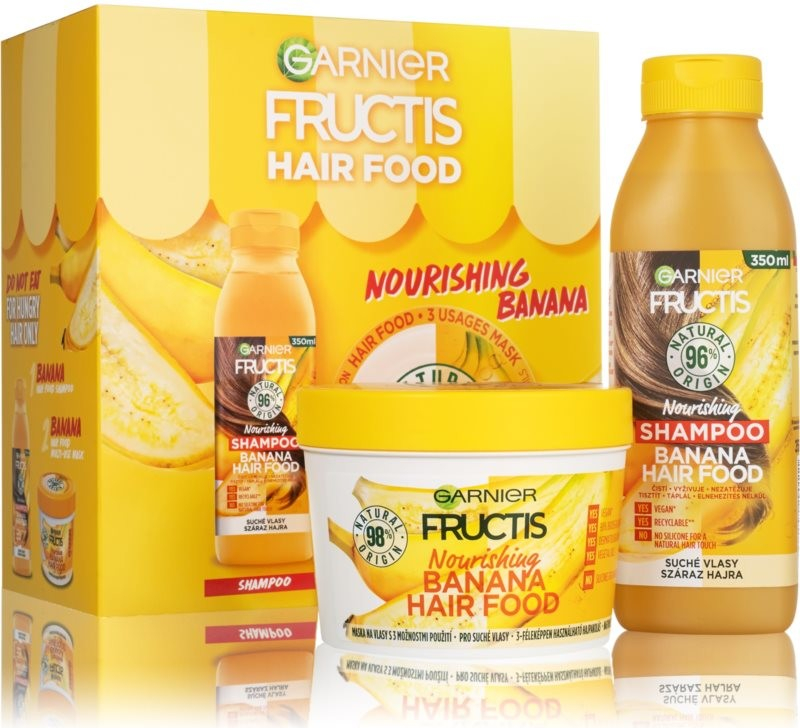 Garnier Fructis Hair Food Banana šampon pro suché a normální vlasy 350 ml + Garnier Fructis Hair Food Banana maska na vlasy 390 ml dárková sada