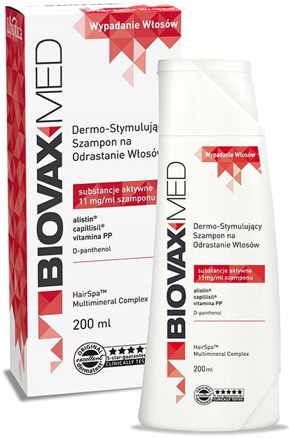 L\'biotica Biovax Med stimulující šampon pro růst vlasů a posílení od kořínků Alistin Capilisil Vitamina PP D-Panthenol 200 ml