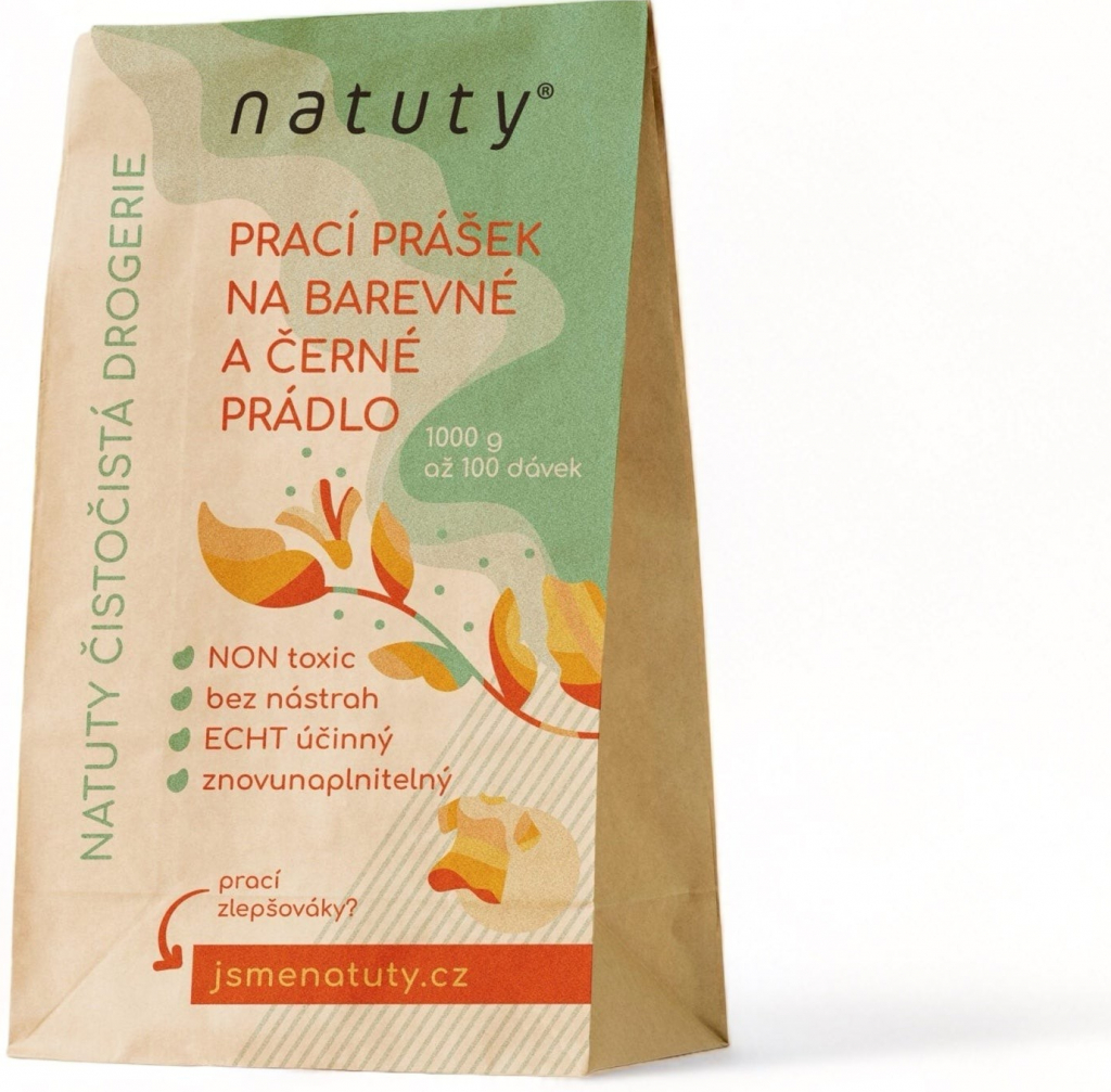 Natuty Prací prášek na barevné a černé prádlo 1 kg