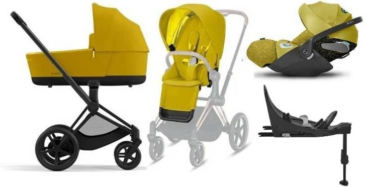 Cybex e-Priam 3.0 Kombinovaný + Cloud Z2 Autosedačka 0-13 kg + Základna Isofix Z2 Sada 4v1 Mustard Yellow 2023