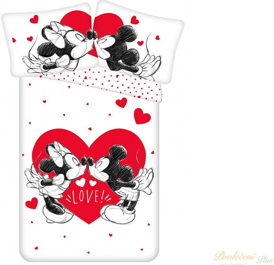 Jerry Fabrics povlečení bavlna Mickey and Minnie Love 05 140x200 70x90