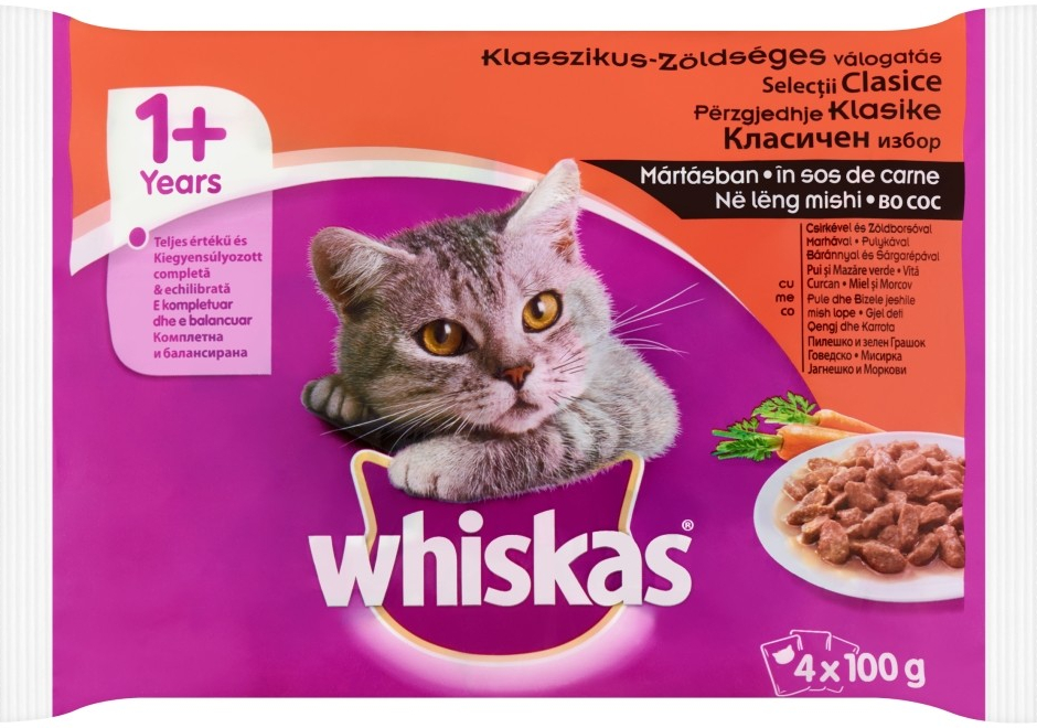 Whiskas výběr masa a zeleniny ve šťávě 4 x 85 g