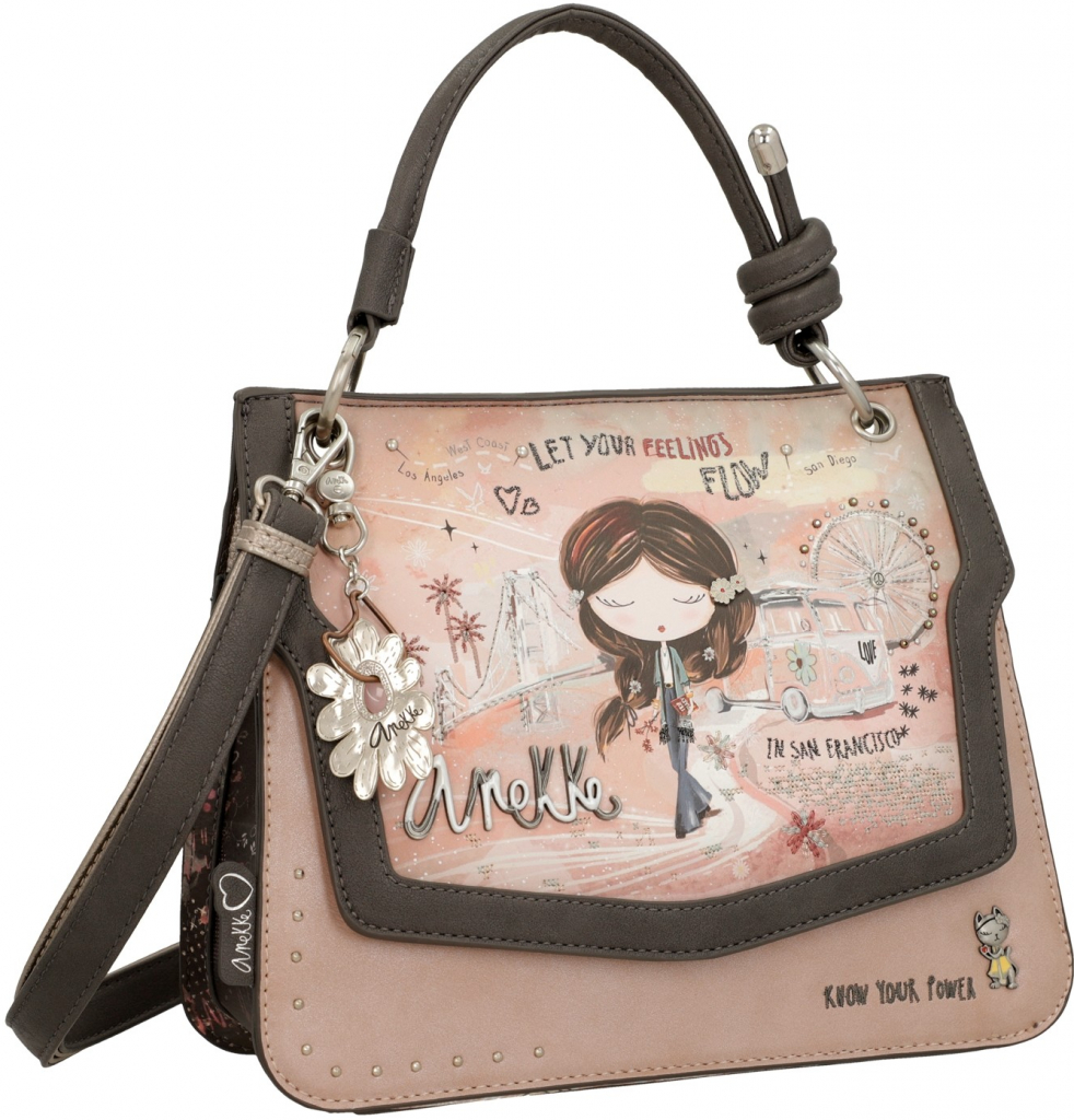 Anekke crossbody kabelka s klopou Peace & Love Pink