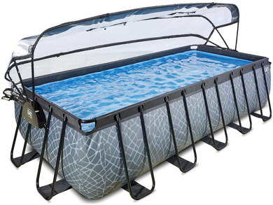 EXIT Stone Bazén s krytem a Sand filtrací a tepelným čerpadlem 540x250x122cm