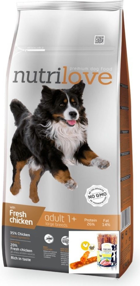 Nutrilove Adult L dog s čerstvým kuřecím 12 kg