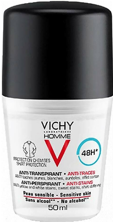 Vichy Homme Deodorant deodorant roll-on proti bílým a žlutým skvrnám 48h 50 ml