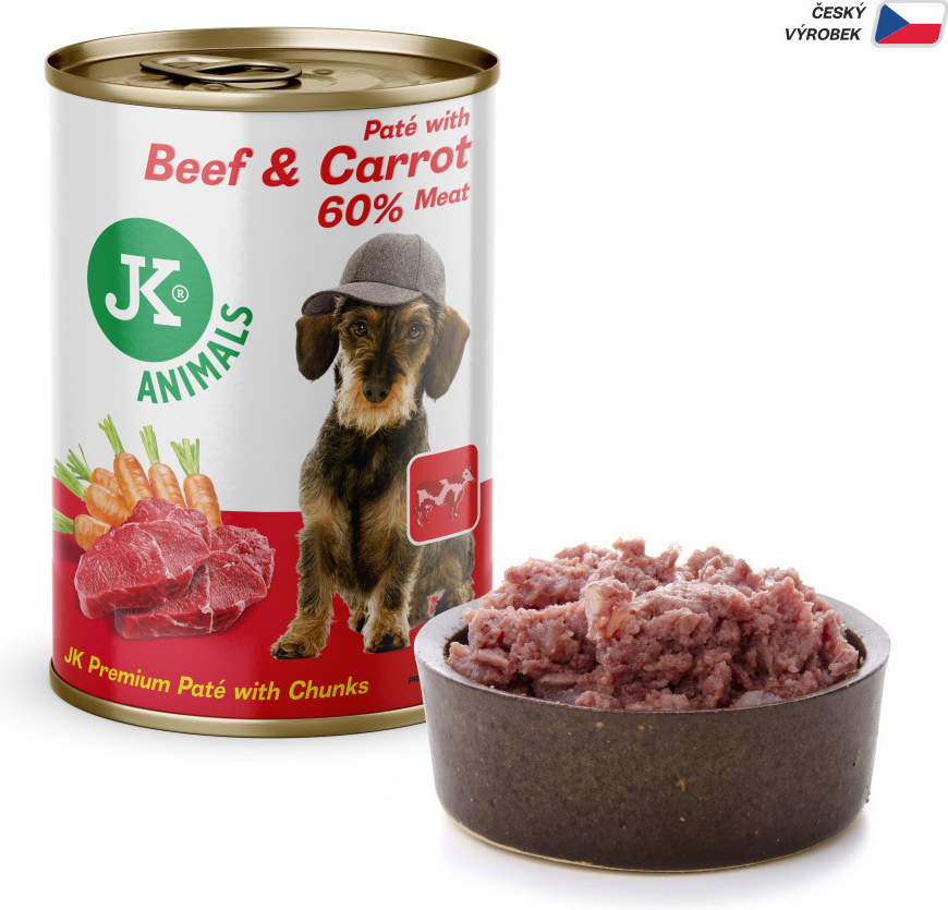 JK Animals Beef & Carrot Premium Paté with Chunks superprémiová masová 400 g