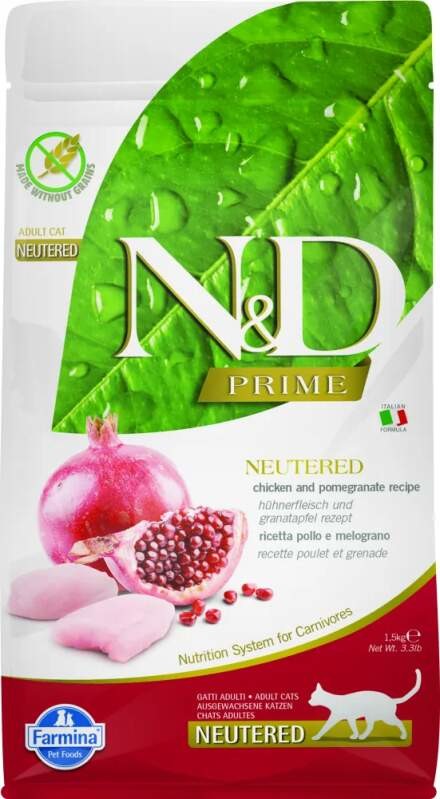 N&D Prime Cat Neutered Chicken and Pomegranate 1,5 kg