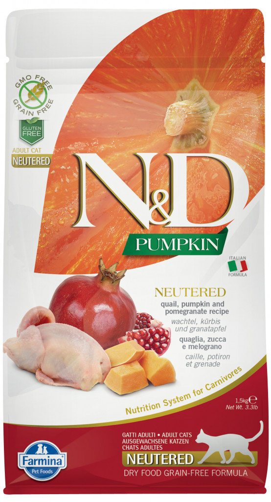 N&D GF Cat Adult Pumpkin Neutered Quail & Pomegranate 0,3 kg