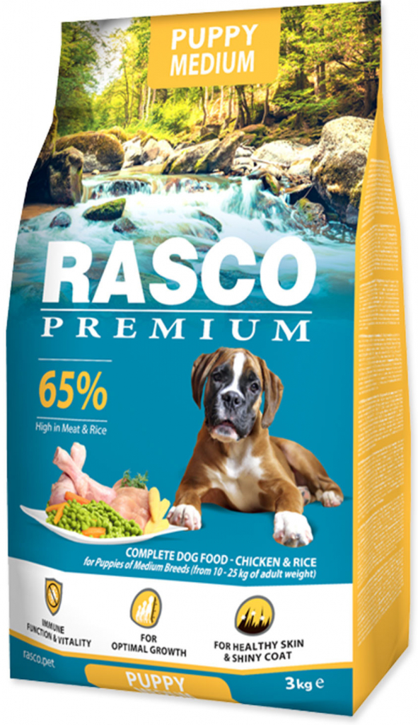RASCO Premium Puppy Medium kuře s rýží 3 kg