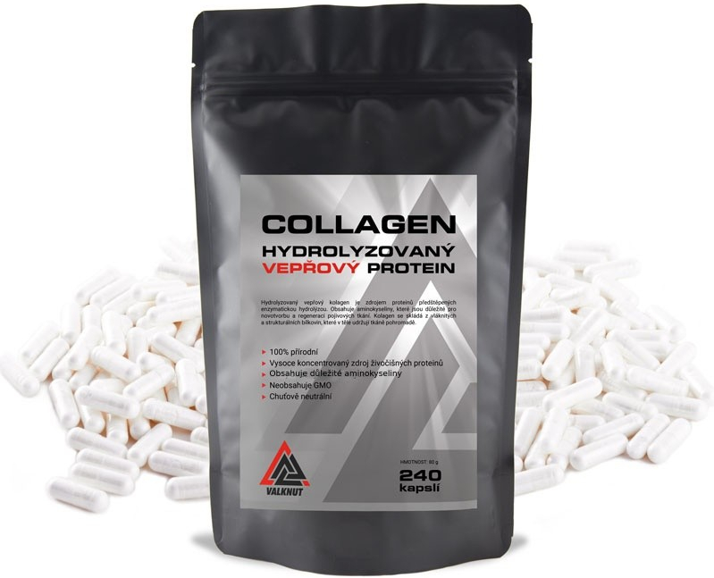 VALKNUT Collagen Vepřový Hydrolyzovaný protein 240 kapslí