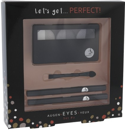 2K Let´s Get Perfect! pro ženy Fashion paletka očních stínů 6,6 g + aplikátor očních stínů 1 ks + tužka na oči 0,2 g 086 + tužka na oči 0,2 g 096 dárková sada