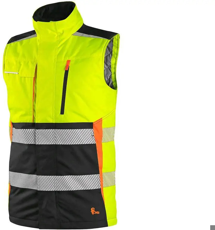 Canis CXS Pánská výstražná zateplená vesta BENSON fluorescenční žlutá