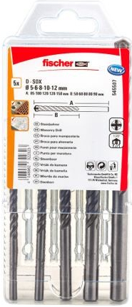 FISCHER vrtáky do betonu 5-12mm D-SDX čtyřbřité 545507