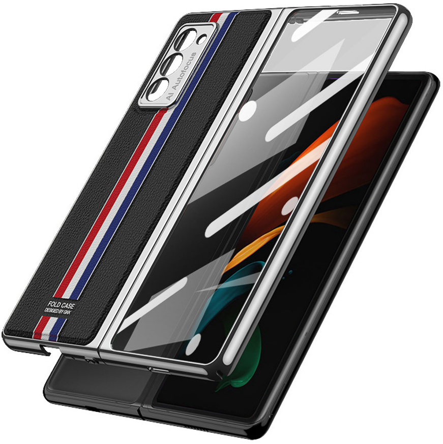 Pouzdro GKK LEATHER se sklem Samsung Galaxy Z Fold 2 5G Tricolour černé