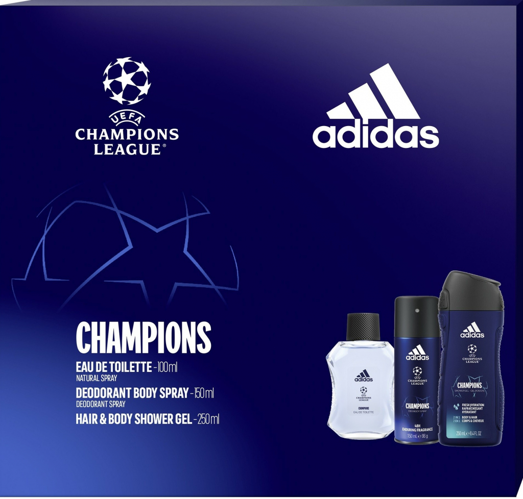 Adidas UEFA Champions League Edition EDT 100 ml + sprchový gel 250 ml + deospray 150 ml dárková sada