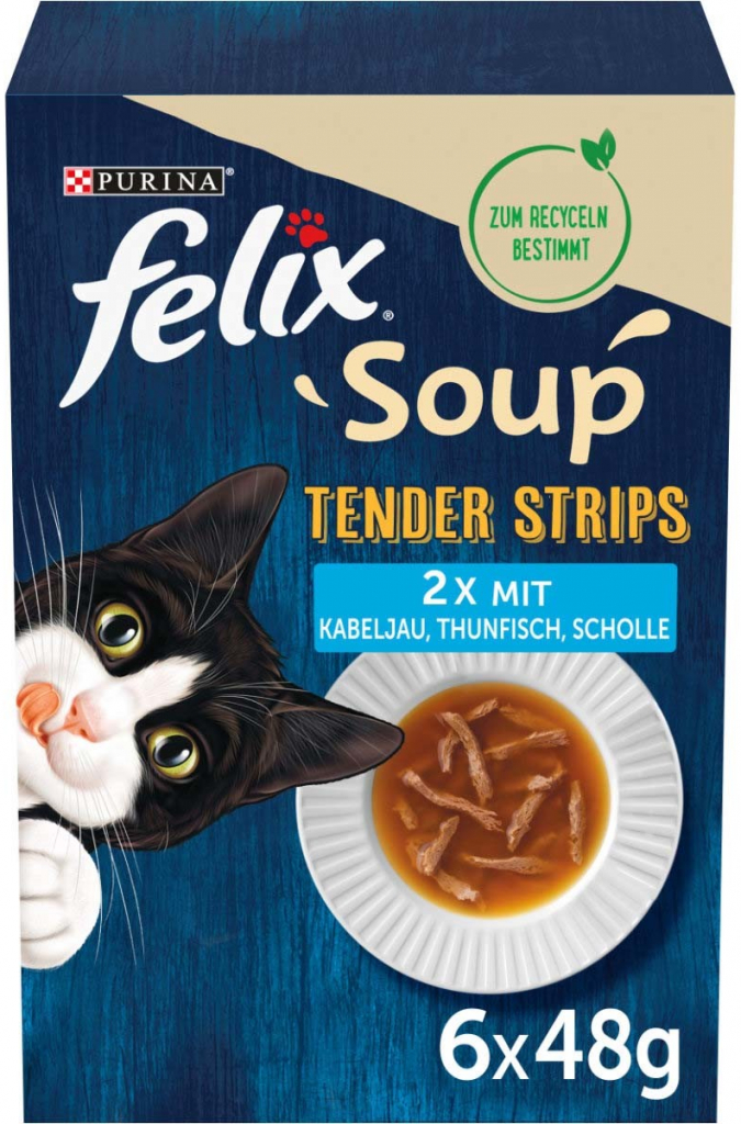 Felix Soup Tender Strips rozmanitost z vody 6 x 48 g