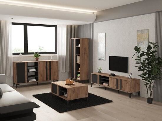 Hanah Home Living Room Furniture Set Laçin Atlantic Anthracite