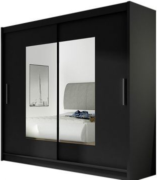 Kapol Bega VII 180 cm s dvojitým zrcadlem a posuvnými dveřmi Matná černá