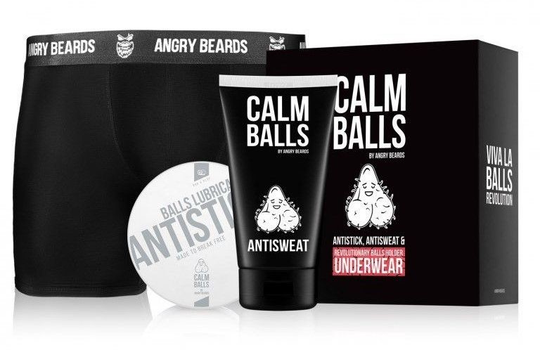 Angry Beards Underwear Antisweat deodorant v krému na intimní partie 150 ml + Antistick gel na intimní partie pro muže 100 ml + Balls Holder XXL dárková sada