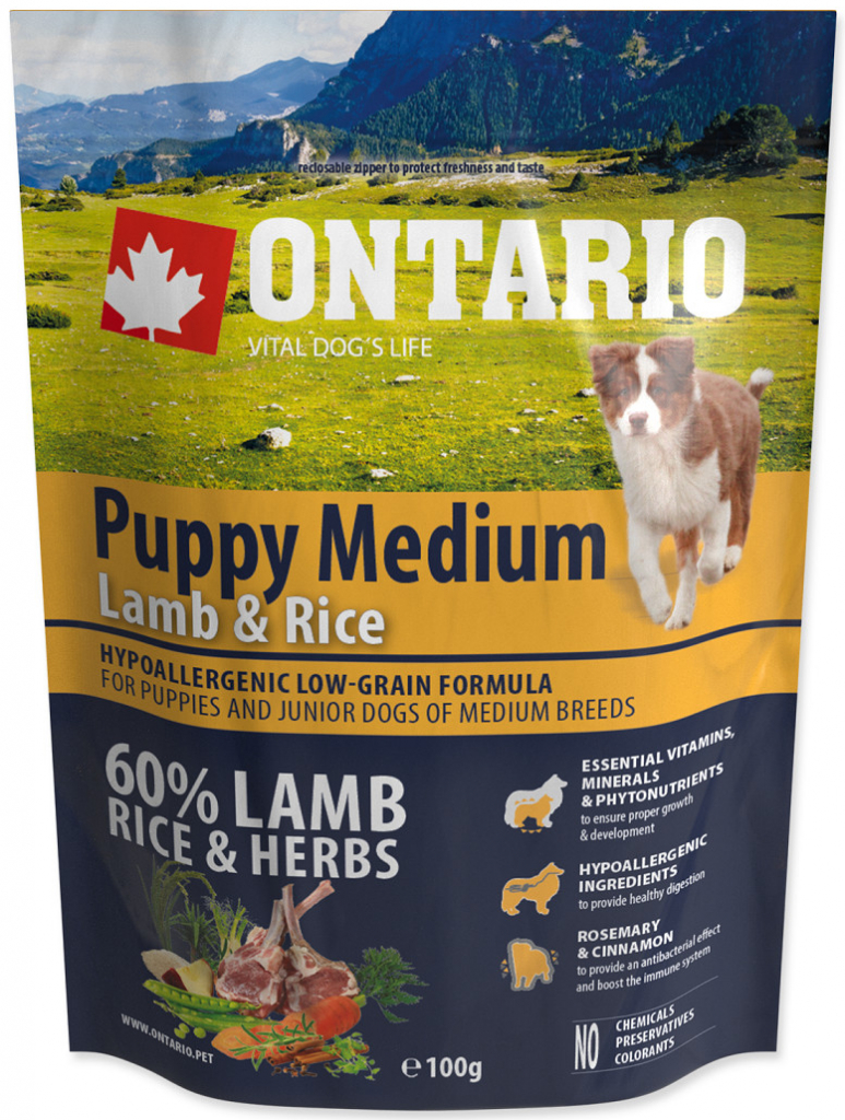 Ontario Puppy Medium Lamb & Rice 100 g