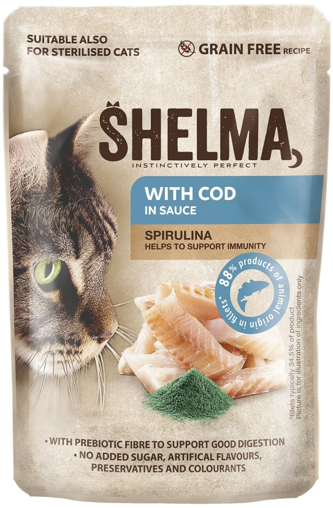 Shelma kočka treska se spirulinou v omáčce 85 g