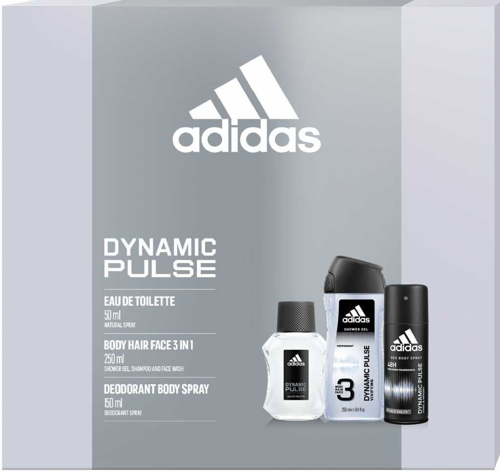 Adidas Dynamic Pulse EDT 50 ml + deospray 150 ml + sprchový gel 250 ml dárková sada