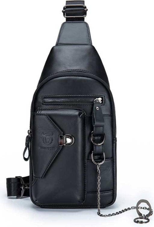 Bullcaptain kožená taška přes rameno Sander Černá 7L XB520