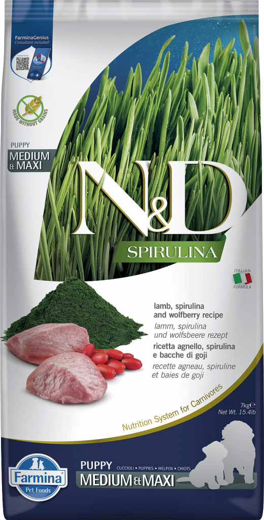 N&D Spirulina Puppy Medium & Maxi Lamb & Wolfberry 7 kg