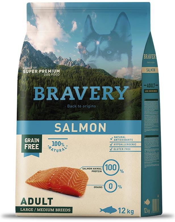 Bravery Dog Adult Large & Medium Salmon 2 x 12 kg