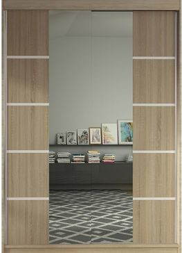 Kapol Lino V 120 cm s půleným zrcadlem a posuvnými dveřmi Dub Sonoma