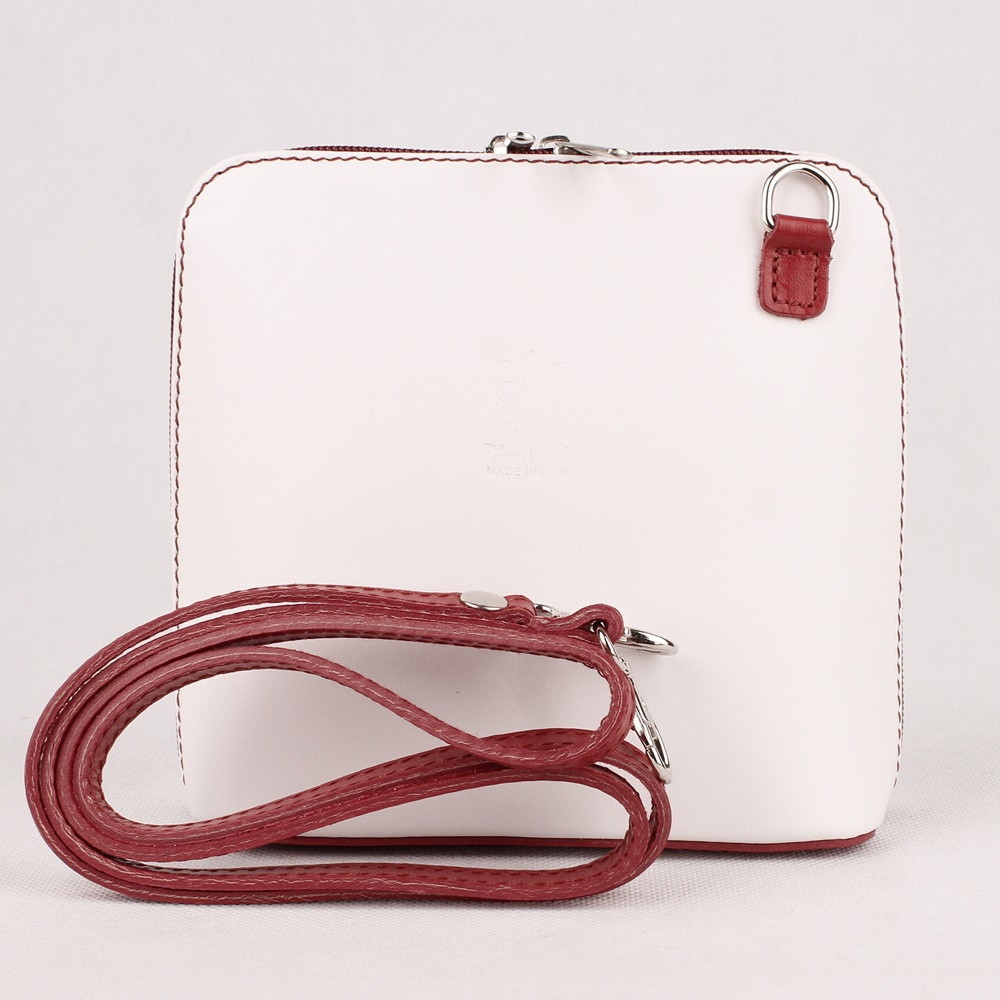 Vera Pelle kožená crossbody kabelka no. 55 bílo-červená