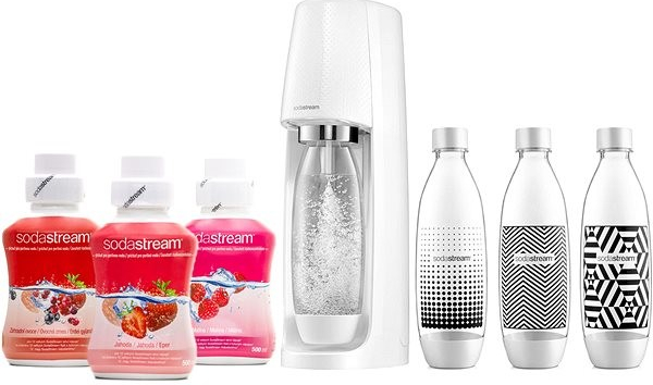 SodaStream Spirit White + 3x láhev + 3x sirup