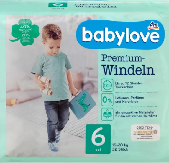 Babylove Premium aktiv plus 6 XXL 16-30 kg 32 St