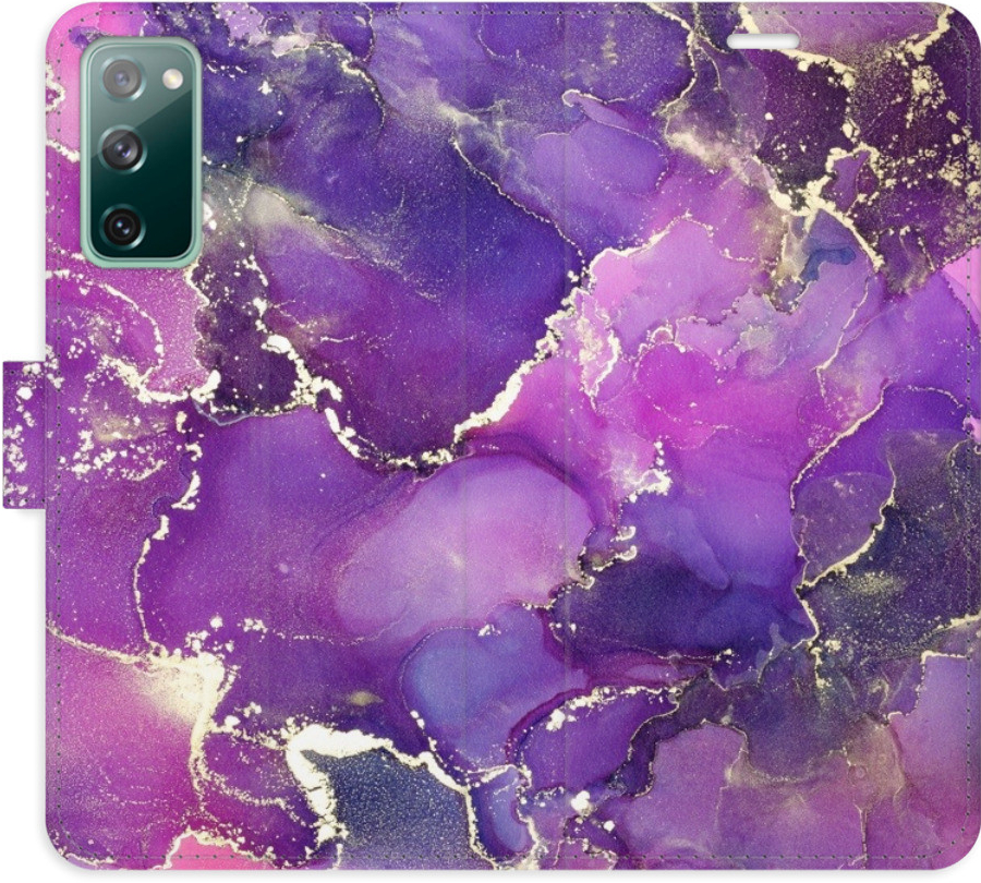 Pouzdro iSaprio Flip s kapsičkami na karty - Purple Marble Samsung Galaxy S20 FE