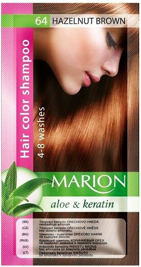Marion Hair Color Shampoo 64 Hazelnut Brown barevný tónovací šampon oříšková 40 ml