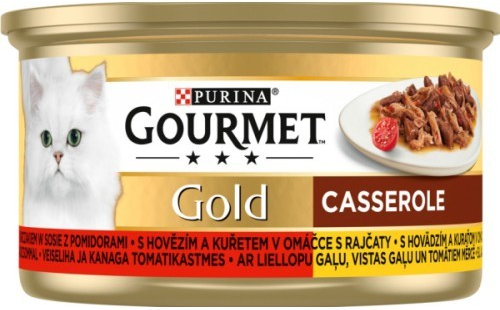 Gourmet Gold Casserole s hovězím a kuřetem v rajčatové omáčce 24 x 85 g