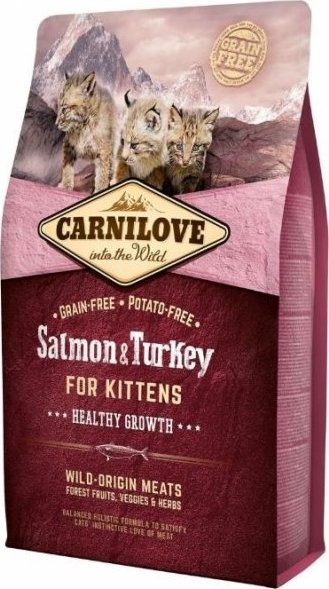 Carnilove CAT bez obilovin pro zdravý růst koťat s lososem a krocanem 2 kg