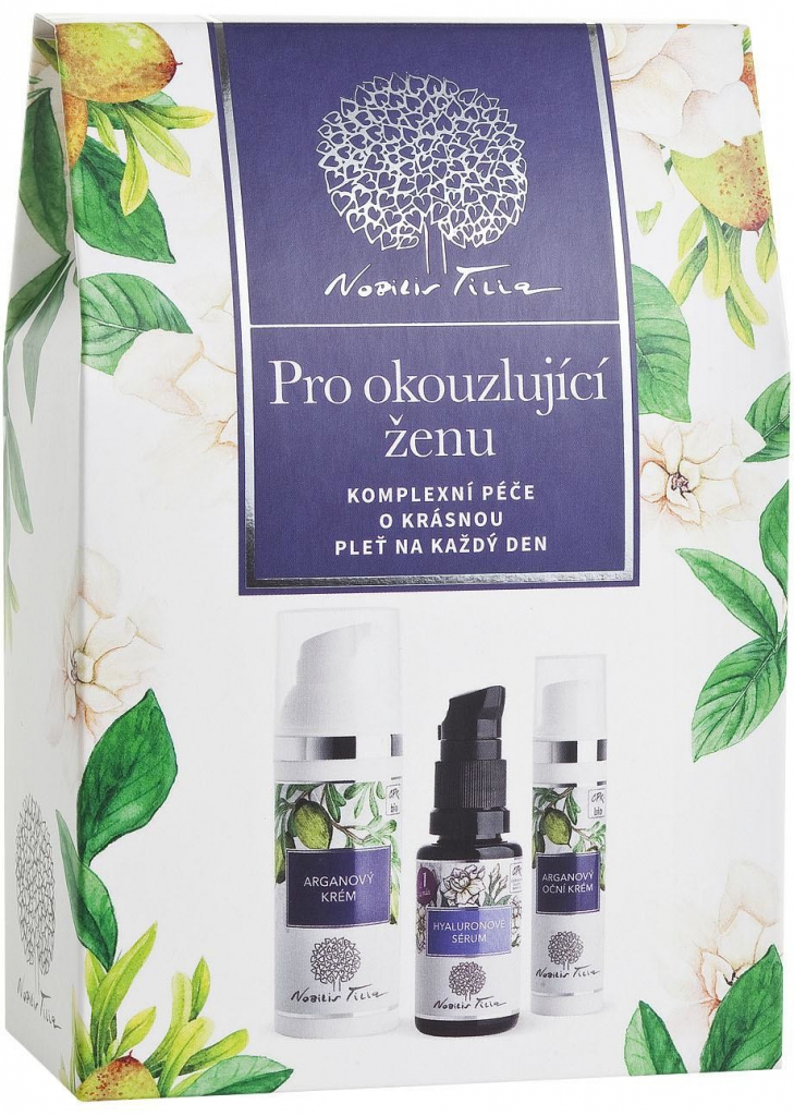 Nobilis tilia Pro okouzlující ženu hyaluronové sérum 20 ml + arganový krém 50 ml + oční krém 15 ml dárková sada