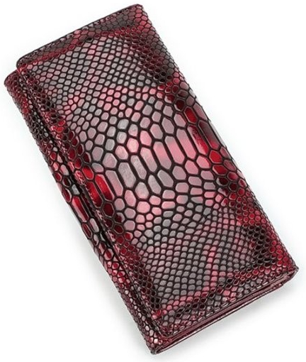 Contacts® dámská kožená peněženka Červená vzor Hadí kůže Contacts MC2111